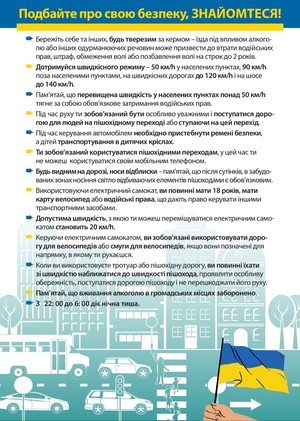 ulotki w języku polskim i ukraińskim, zawierające najważniejsze przepisy ruchu drogowego