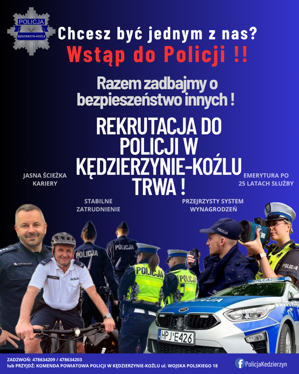 zdjęcie kolorowe: plakat zachęcający do wstąpienia do Policji