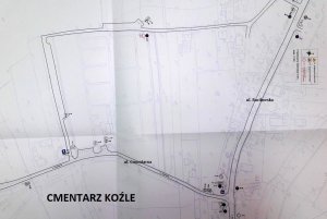 Mapa dróg w rejonie cmentarza na osiedlu Kuźniczka i w Koźlu