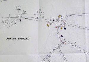 Mapa dróg w rejonie cmentarza